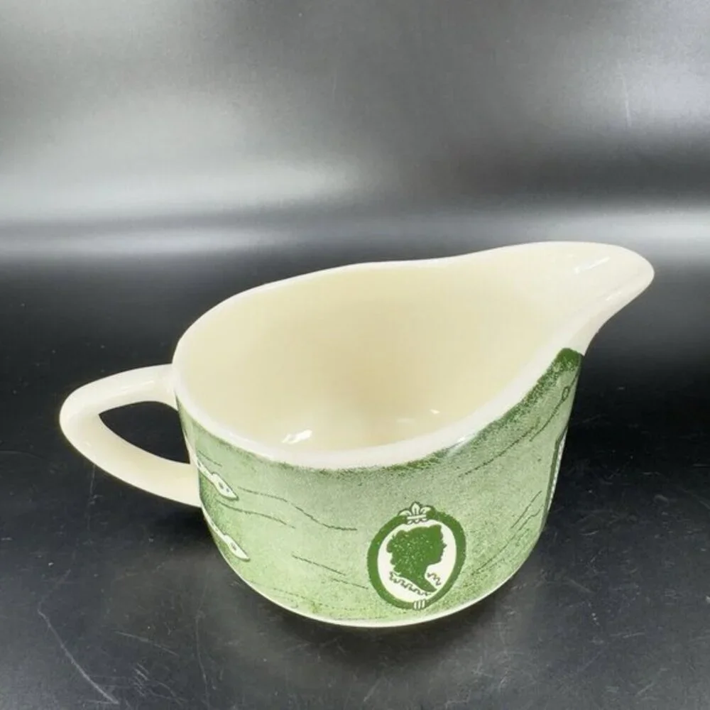 Royal Colonial Homestead Creamer Silhouette and‎ Sample Green and White Ceramic